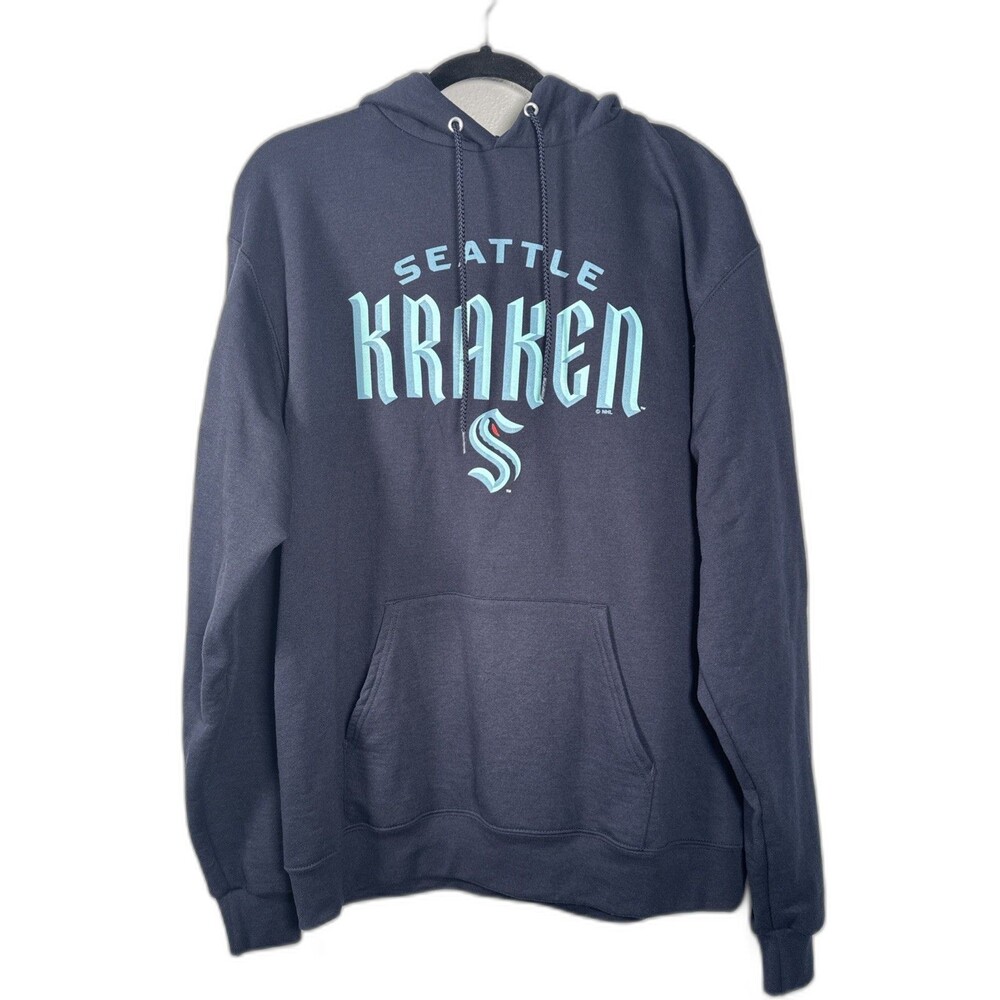 Seattle Kraken Hoodie Champion Unisex L Navy NHL Pullover Hockey Fan